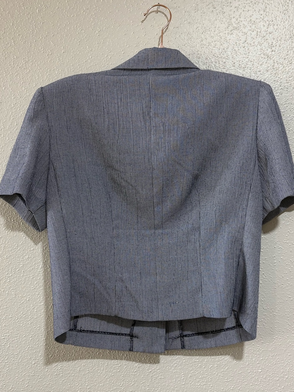 Sag Harbor Petite Short Sleeve Blouse/Blazer – 8 P – Blue & White Micro Check - Picture 2 of 4